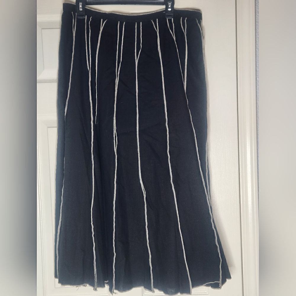 Unbranded 16-18 BlackWhite VerticalStriped CottonLined Zipper  Maxi Women Skirt